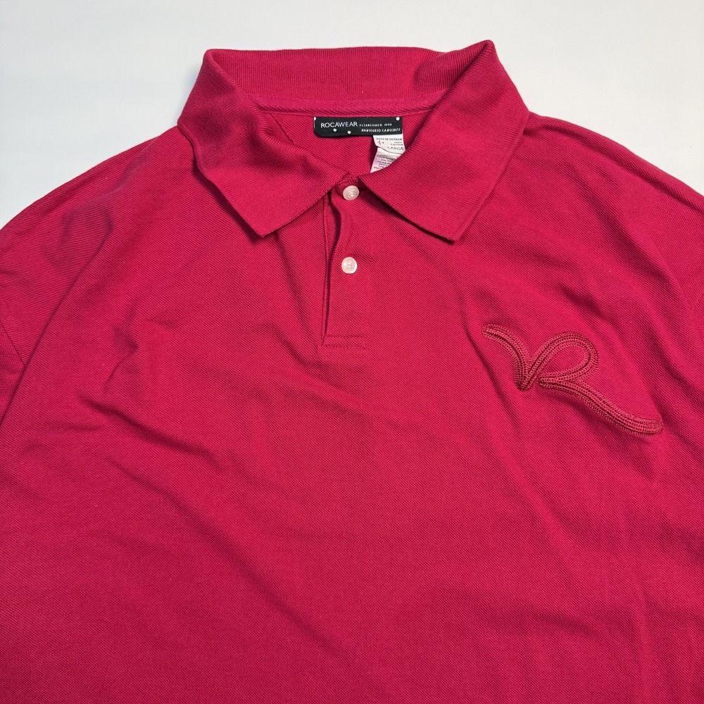 Rocawear Polo Shirt Mens Large Red Pink Embroidered R Logo Hip Hop Streetwear